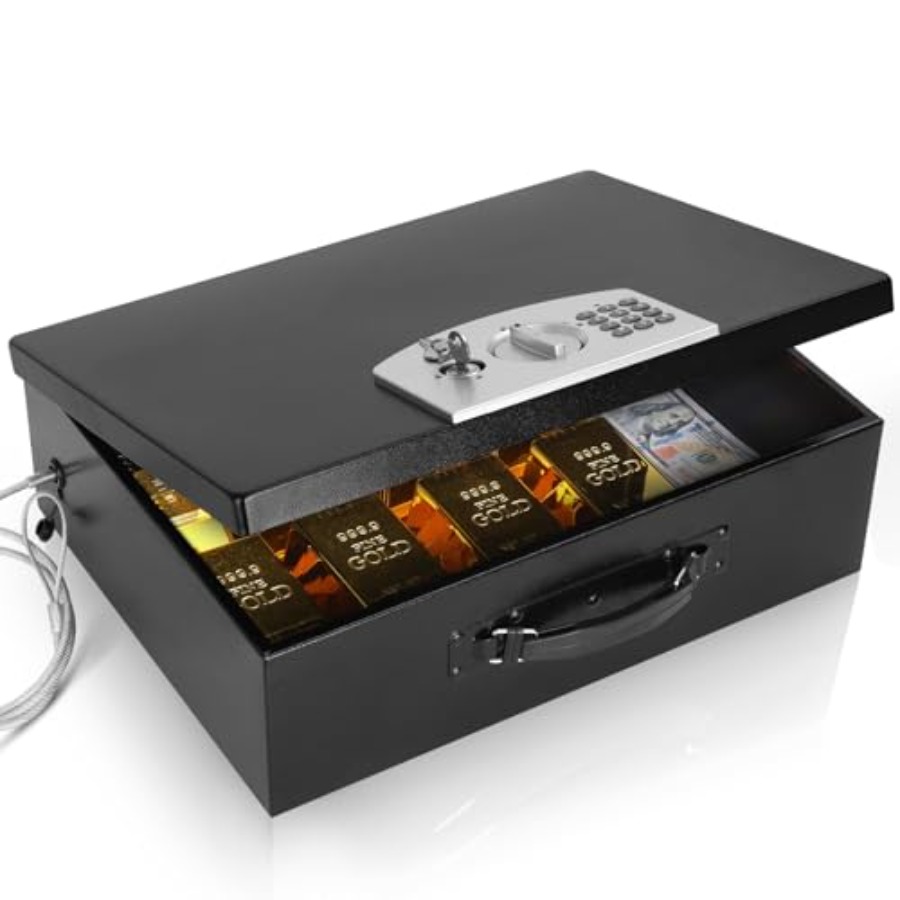Portable Metal Safe Box with D - مراجعة Fire Safe Document وسعره