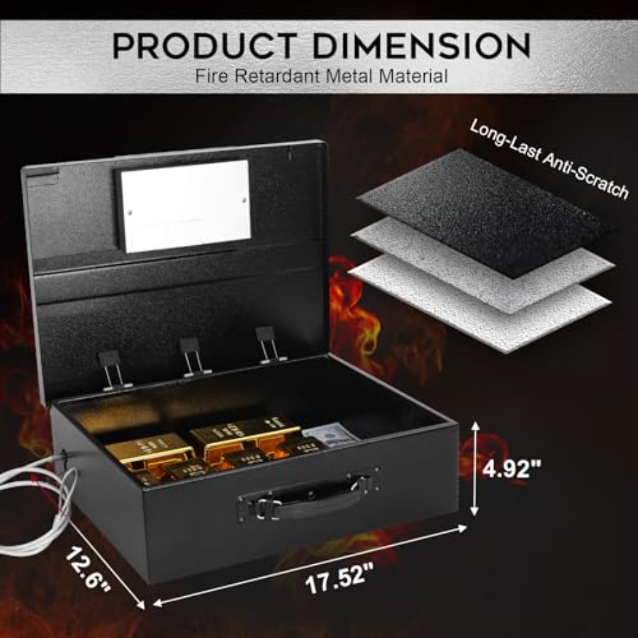 Portable Metal Safe Box with D - مراجعة Fire Safe Document وسعره