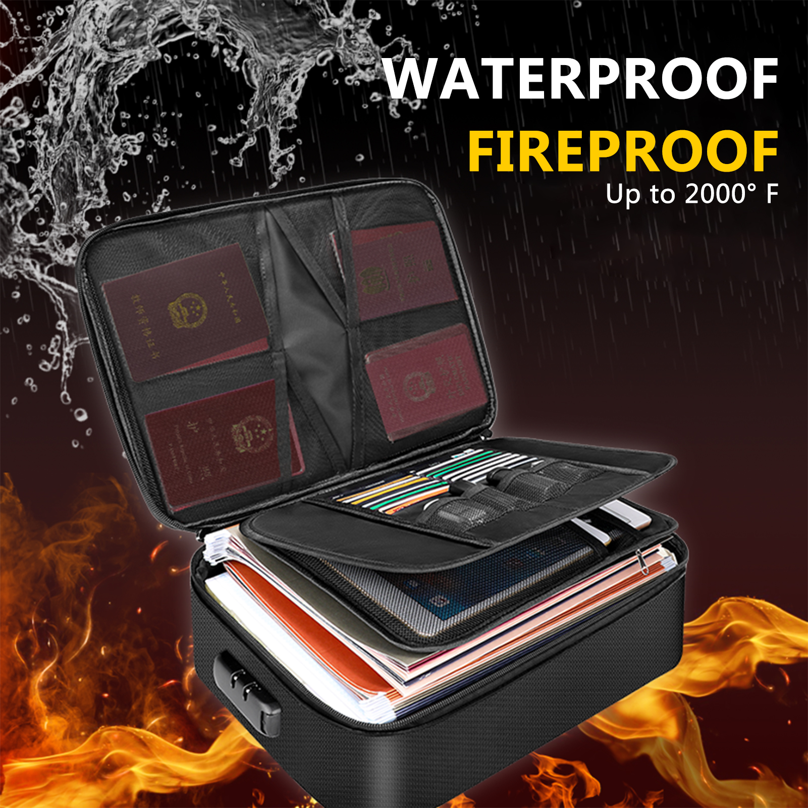 Fireproof Document Bag with Lo - مراجعة Fire Safe Document وسعره